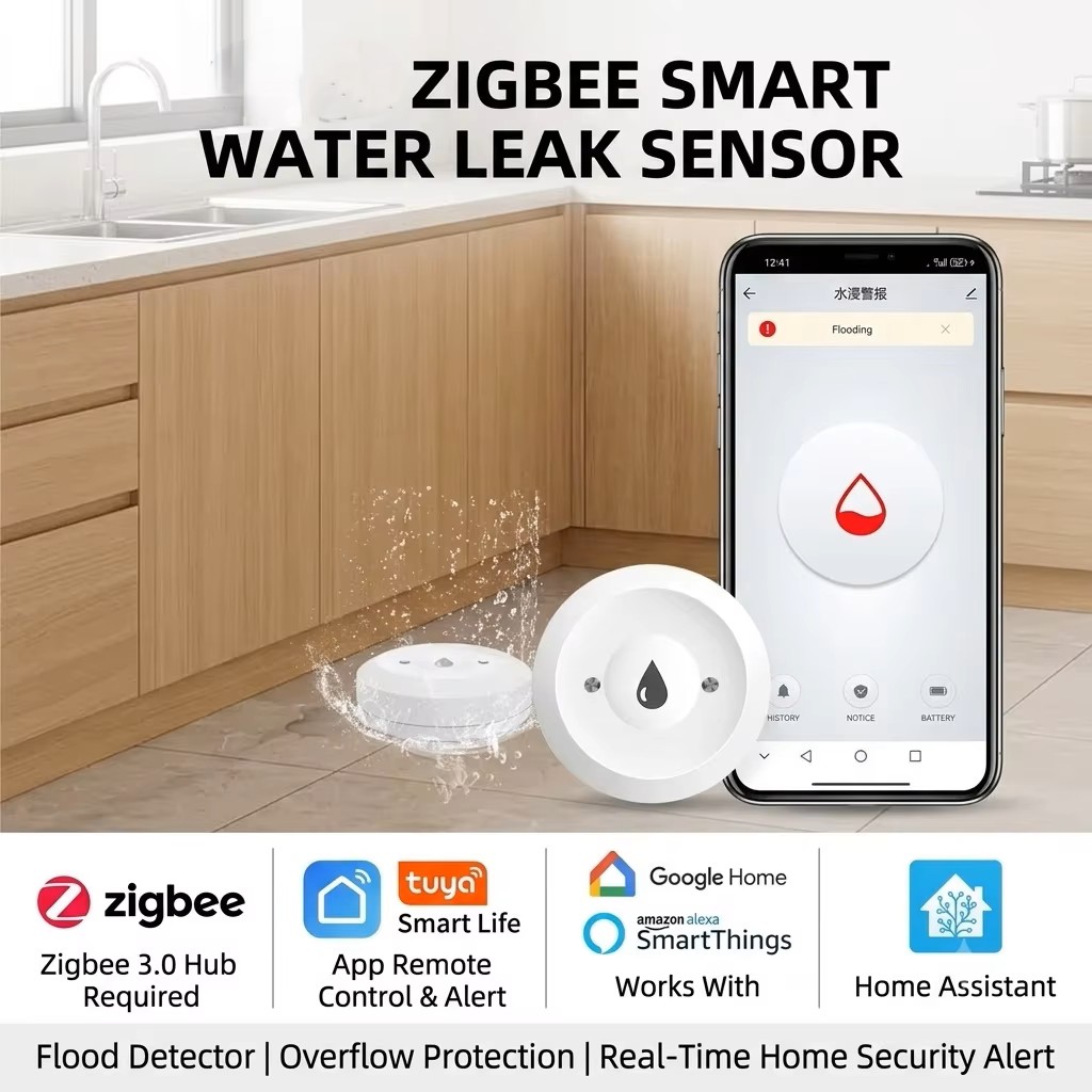 Water Alarm Sensor - مستشعر تسرب المياه الذكي ZigBee 3.0،